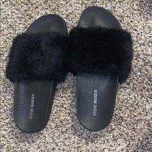 Fuzzy Faux Fur Slides